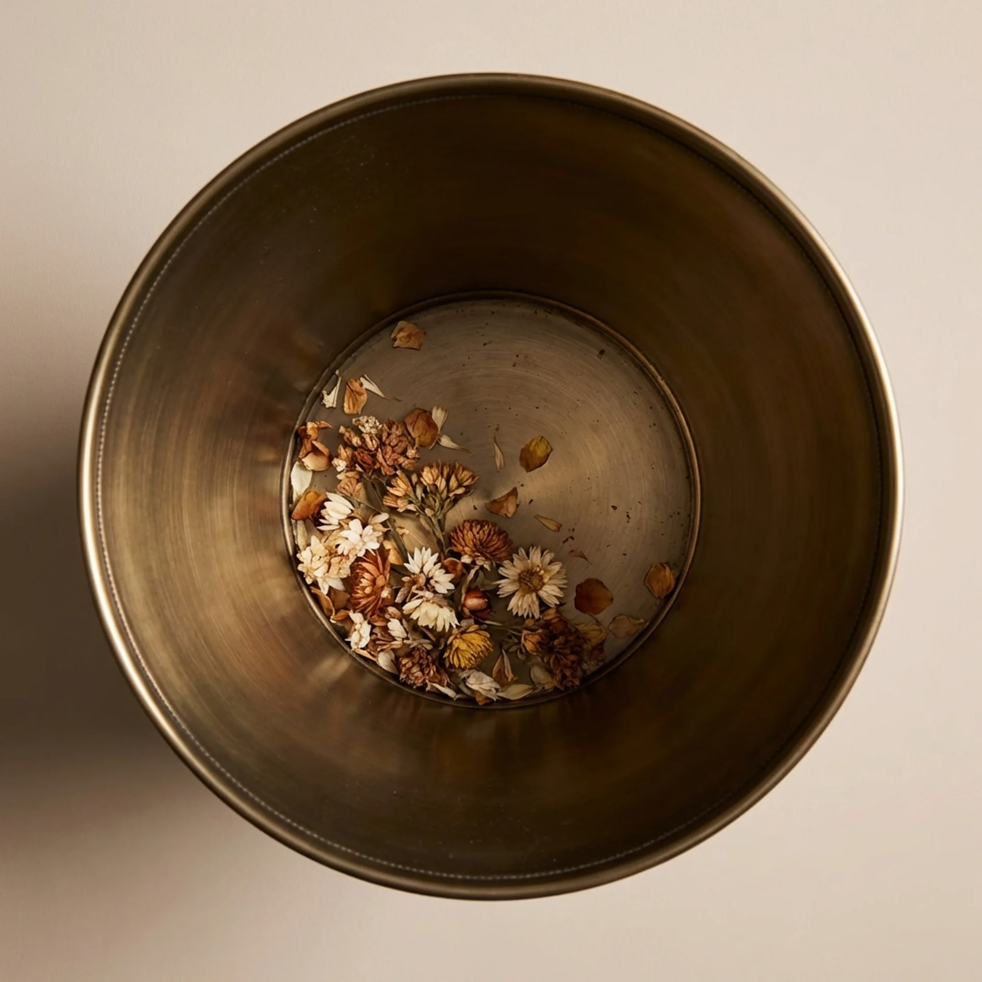 Bucket with dried flowers